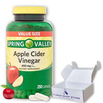 Spring Valley Apple Cider Vinegar Capsules- 450 mg 250 Ct Improves Digestion Energy and Immunity Pack of 1, Boxed by Fusion Shop Store