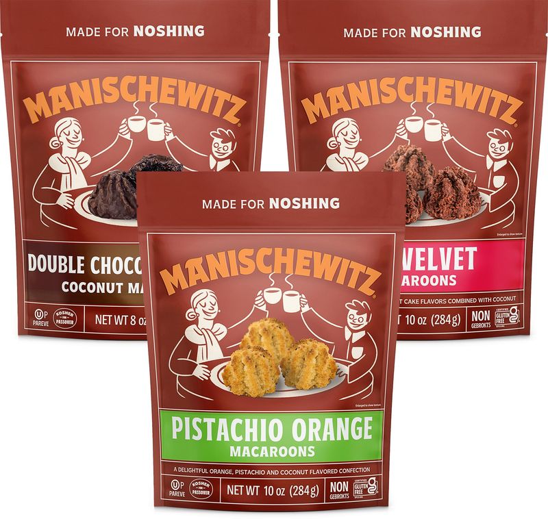 Manischewitz Gluten Free Macaroons 10oz (3 Pack Variety) Double Chocolate Coated, Pistachio Orange, &amp; Red Velvet  Lactose Free, Vegetarian, Kosher