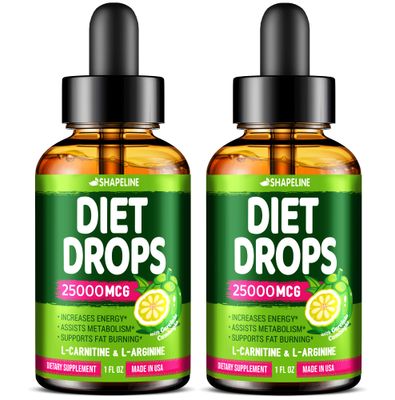 SHAPELINE Pack of 2 Diet Drops - Made in USA - Appetite Suppressant for Women Men - Natural Metabolism Booster - Diet Drops with Garcinia Cambogia, L-Arginine L-Glutamine 1 Fl Oz