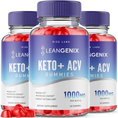 rize labs Pack of 3 Leangenix Keto ACV Gummies for Advanced Weight Loss, Leangenix Keto to Burn Fat and Use as Main Source of Energy, Gomitas, Supplement Review 180 Gummies