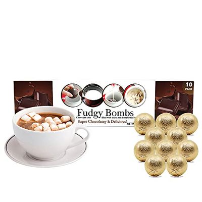 Doohickey Fudgy Hot Chocolate Bombs Filled With Cocoa Mix and Marshmallows, Easy to Make, Super Chocolatey and Delicious Taste 10 Pack