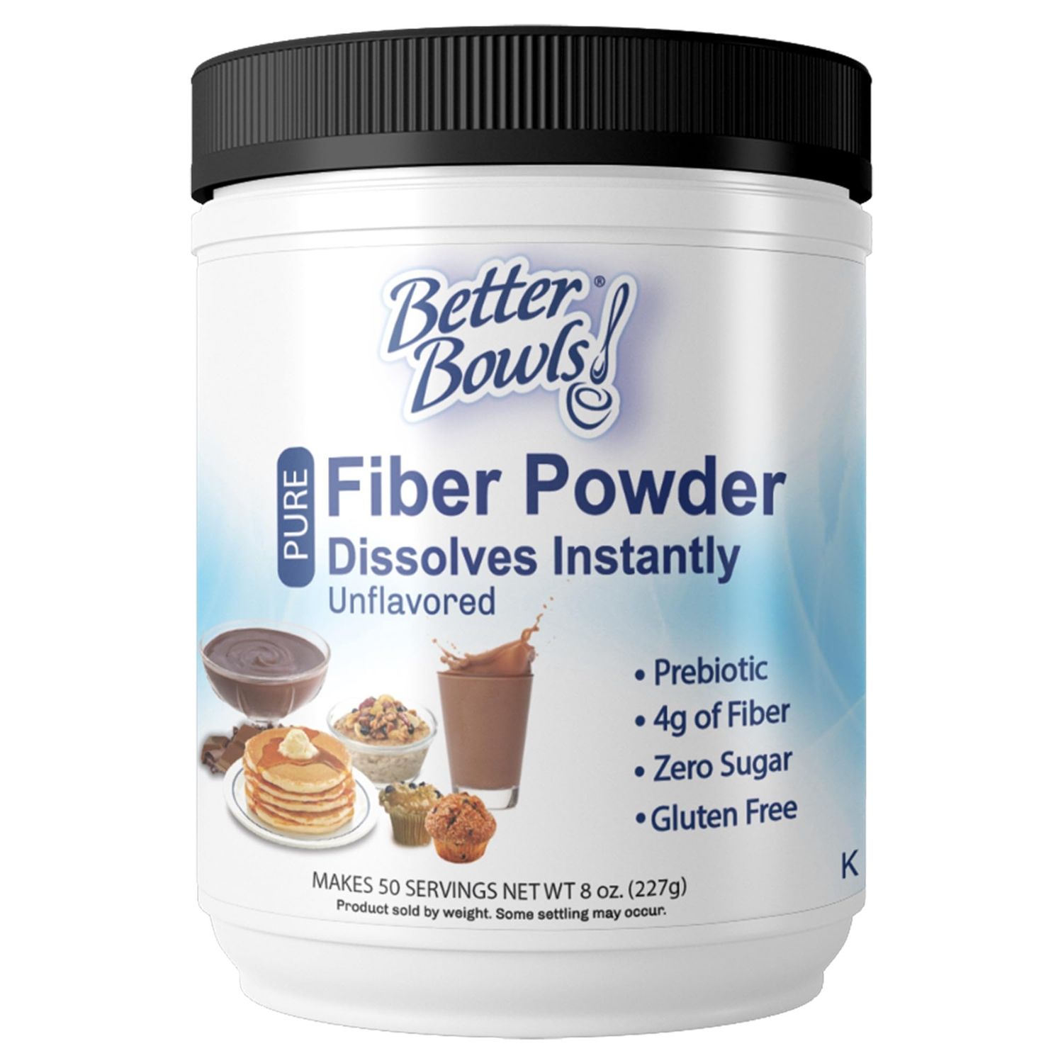 Better Bowls Unflavored Fiber Powder, Instant, Sugar-Free Gluten-Free, 8 Ounce