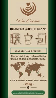 VIA CREMA 250 gr Coffee Beans Dark Chocolate Bag Coffe Beans