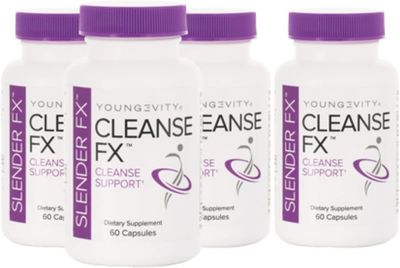 Youngevity Slender Fx Cleanse Fx - Super Colon Cleanse 15 Day - Natural Herb Blend - Flax Seed, Cape Aloe, Rhubarb Root, Triphala, Slippery Elm, Marshmallow Root - 60 Capsules Pack of 4