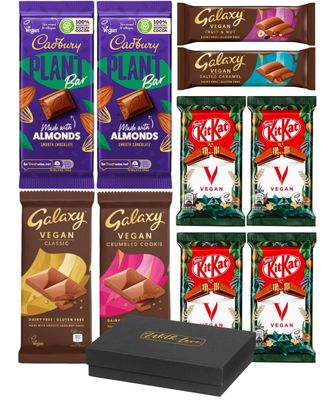 Vegan Chocolate Bar Selection Gift Box - 10 Bars of British Plant Based, Dairy Free Chocolate Candy - Including Cadburys Plant Bar, Galaxy and Kit Kat Vegan, 22oz in Total