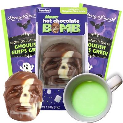 Sweetzo - Halloween 2024 Hot Chocolate Ball and Powder Packets, Mummy Melt and Ghoulish Green Colorful Drink, 3 Items