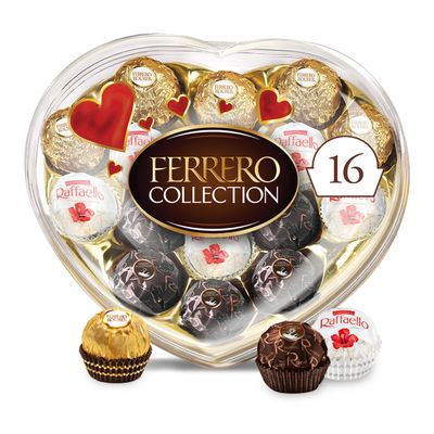 Ferrero Collection, 16 Count, Assorted Hazelnut, Chocolate and Coconut, Valentine&#39;s Chocolate Heart Gift Box, 6.2 oz