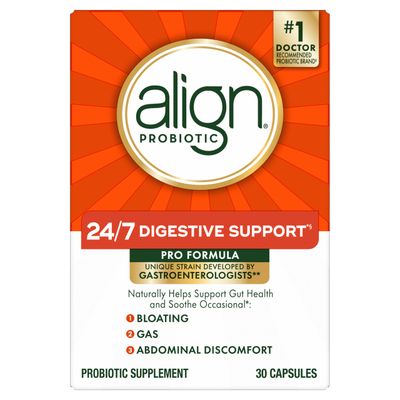 Align Probiotic, Pro Formula, Probiotics for Women and Men, Daily Probiotic Supplement, Helps Soothe Occasional Bloating Gas, 1 Doctor Recommended Brand , 30 Capsules Packaging May Vary