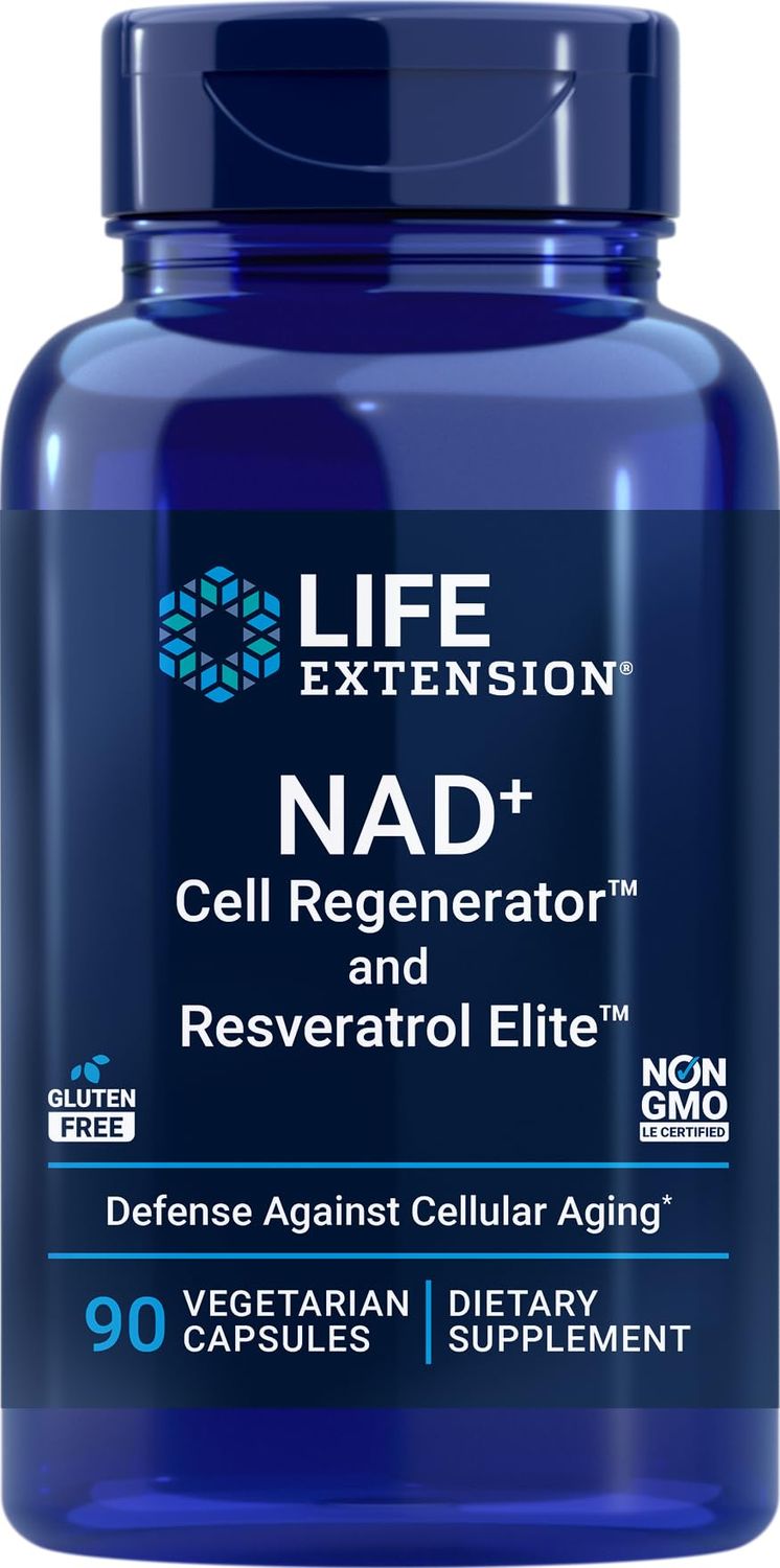Life Extension NAD Cell Regenerator and Resveratrol Elite, 90 Veg Caps