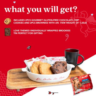 David s Cookies Gluten-Free Cookies and Brownies in Love Sweet Sampler Tin - Chocolate Chip Cookies and Brownies in a Beautiful Love-Themed Tin - Gourmet Food Gift for Her, Him