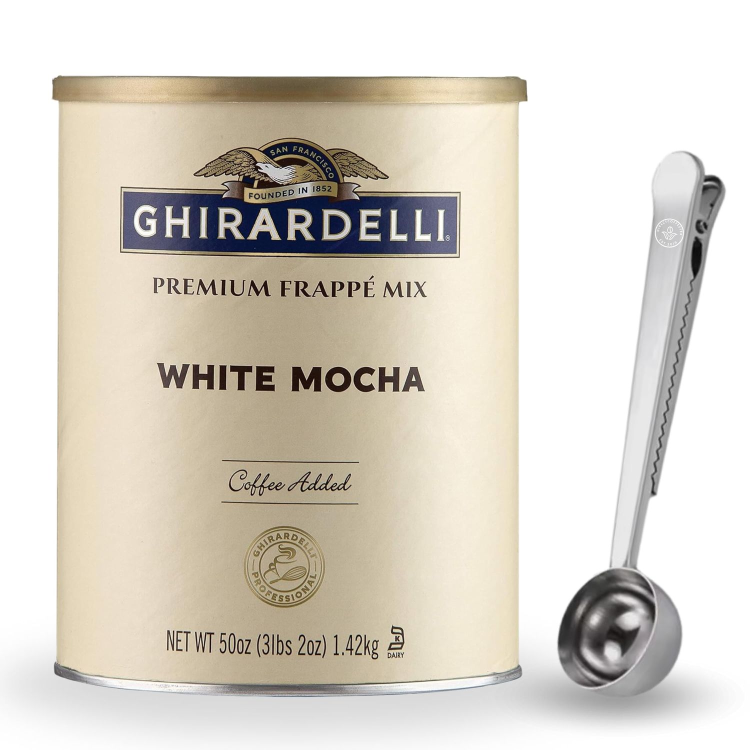 White Mocha Frappe Mix Powder - 3.12 lbs with Direct Coffee Tea Est 2019 Spoon, Smooth Creamy Beverage Base with Real Chocolate Coffee