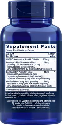 Life Extension NAD Cell Regenerator and Resveratrol Elite, 90 Veg Caps