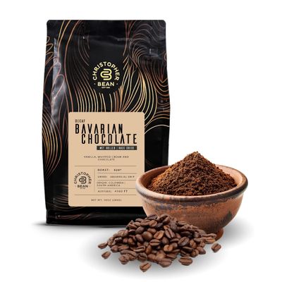 Christopher Bean Coffee - Decaf Ground Universal Drip Bavarian Chocolate Flavored Coffee Bavarian Chocolate Coffee Flavor with Medium Roast 100 Arabica, No Sugar, No Fats, Non-GMO 10-Ounce