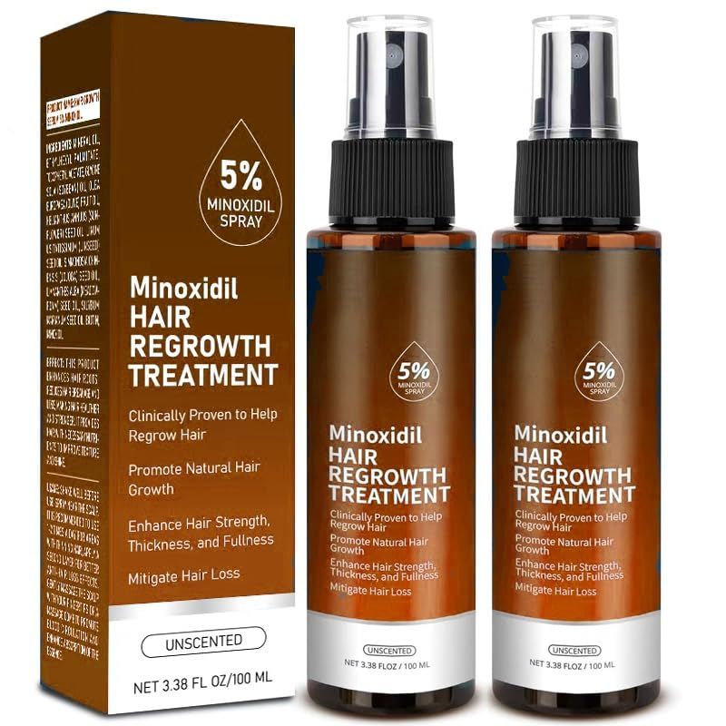 5 Minoxidil for Men, Minoxidil for Beard Growth, Hair Regrowth for Men, Treatment for Scalp Hair Loss Hair Thinning - Increase Thickness and Volume Faster Brown