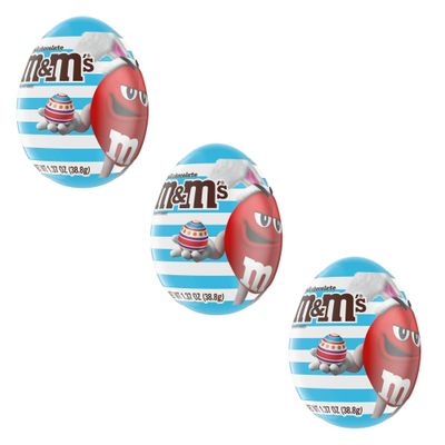 MMs Milk Chocolate Filled Plastic Easter Eggs, Basket Fillers, Assorted Chocolate Candy, 1.37 Ounces Pack of 3