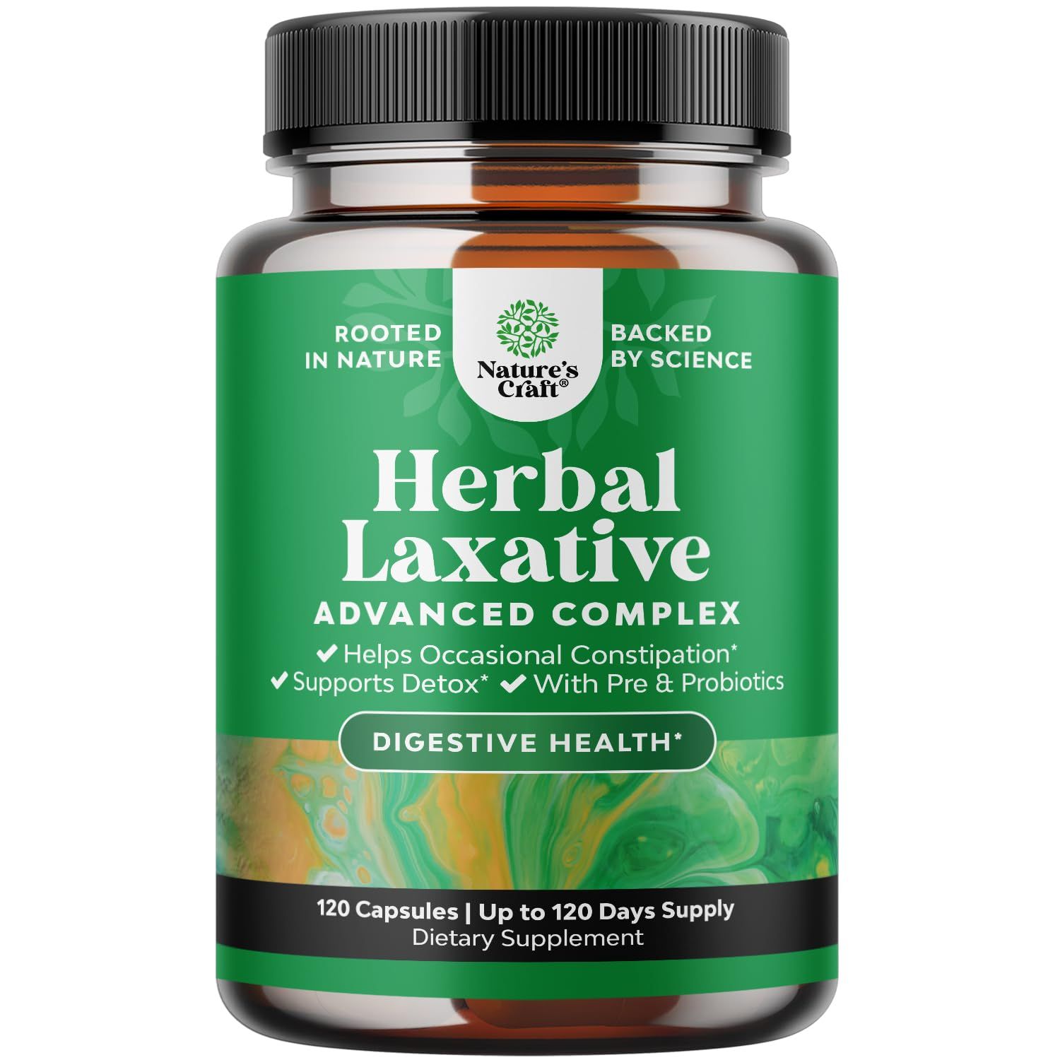 Herbal Laxative Capsules with Probiotics - Gentle Laxative for Women and Men with Senna Leaf Psyllium Husk and Cascara Sagrada - Senna Pills for Colon Cleanse and Detox Support 60 Servings