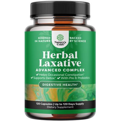 Herbal Laxative Capsules with Probiotics - Gentle Laxative for Women and Men with Senna Leaf Psyllium Husk and Cascara Sagrada - Senna Pills for Colon Cleanse and Detox Support 60 Servings