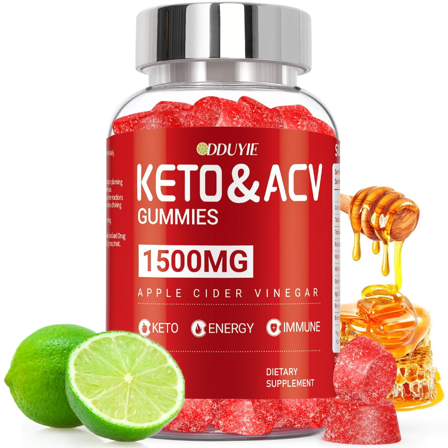 DDUYIE Brilhante Keto ACV Gummies - 1500mg Apple Cider Vinegar Gummies with Pomegranate Beetroot Vitamin B12 B6 - for Men Woman - GMO Free Vegan - 60 Count