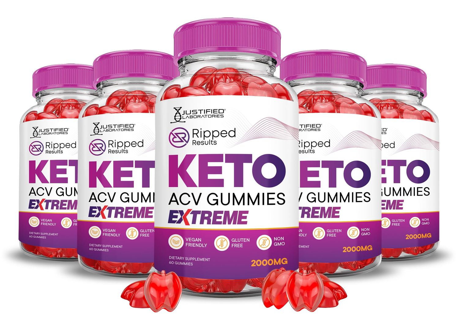 5 Pack Ripped Results Keto ACV Gummies Extreme 2000MG Ripped Results Keto Gummies Apple Cider Vinegar Formulated with Pomegranate Beet Juice Powder B12 Vegan Non GMO 300 Gummys