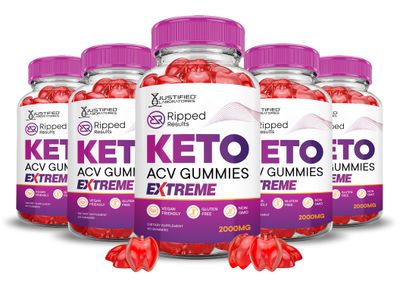 5 Pack Ripped Results Keto ACV Gummies Extreme 2000MG Ripped Results Keto Gummies Apple Cider Vinegar Formulated with Pomegranate Beet Juice Powder B12 Vegan Non GMO 300 Gummys