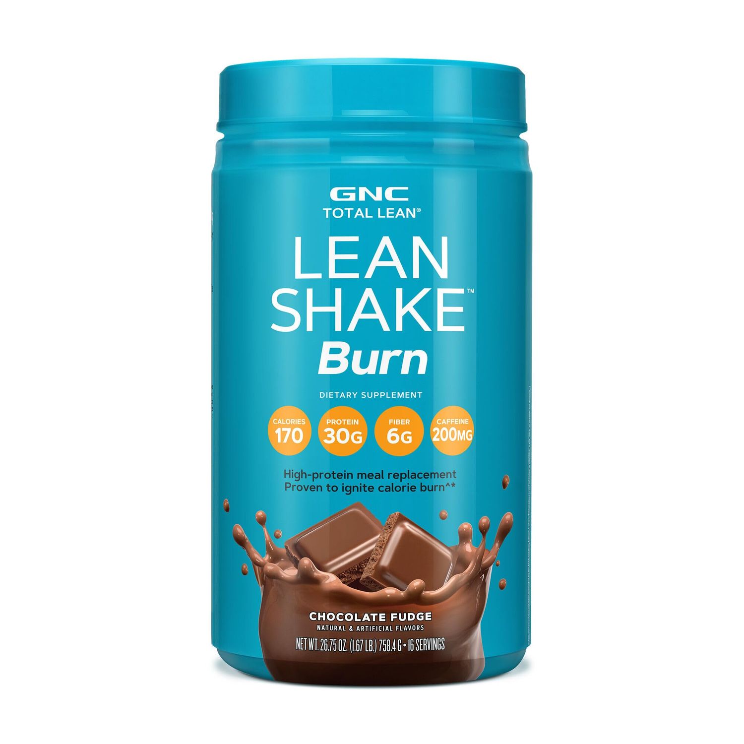 GNC Total Lean Shake Burn Protein Powder  Hunger Satisfying, Proven to Burn 3x More Calories  Chocolate Fudge  16 Servings