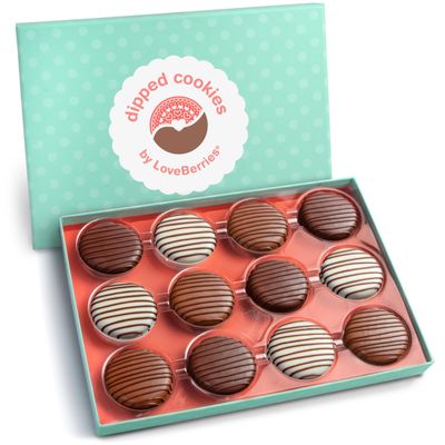 Milk, White Dark Chocolatey Covered Sandwich Cookies Gift Box by Love Berries