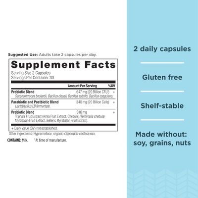 Ancient Nutrition SBO Probiotic Trinity Daily Care, Probiotics for Digestive Health, 40 Billion Blend of Prebiotics, Probiotics, Postbiotics, and Parabiotics Reduces Occasional Bloating, 60 Count