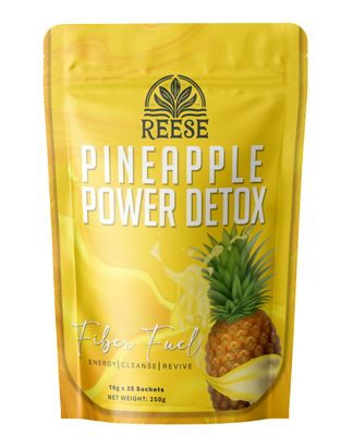 REESE Cleansing Drink - Pineapple Power Detox - Probiotics and Enzymes for Health-Conscious Individuals - All Natural Premium Ingredients - 25 Sachets
