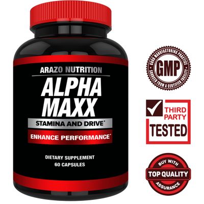 Arazo Nutrition Alphamaxx Health Supplement - Ginseng, Muira Puama, Tribulus - 60 Herbal Pill