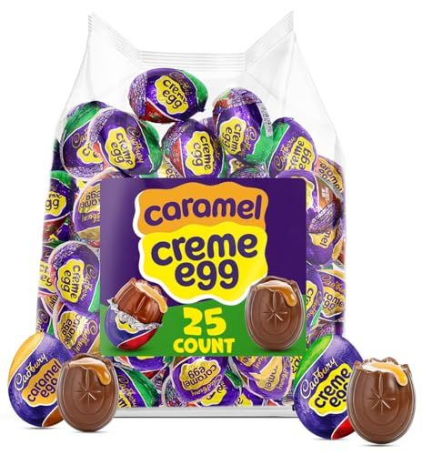Cadbry Creme Caramel Eggs Variety Easter Candy 25 Count - Milk Chococolate Eggs Individually Wrapped For Egg Hunts, Baskets Stuffers, Party Favors, and Treats