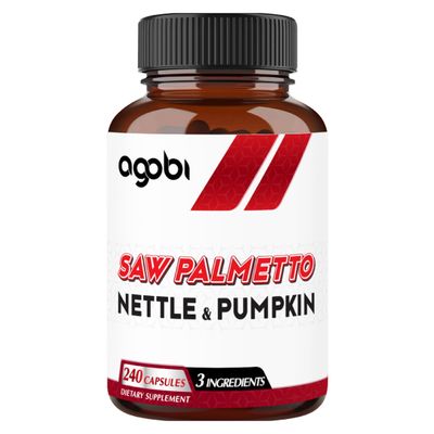 agobi Saw Palmetto Supplement with Nettle Leaf Pumpkin - Support for Restful Mood, Hair Health, Immune System Energy Production - 240 Veggie Capsules for 4-Month Suppply