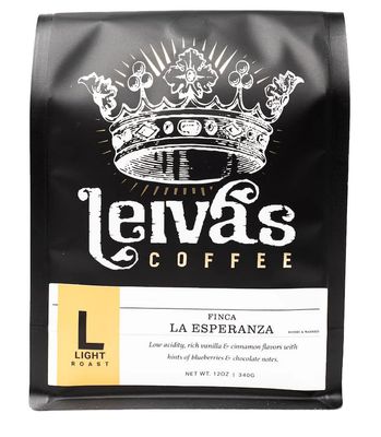 LEIVAS COFFEE - Ground Light Roast - La Esperanza - Single-Origin Guatemalan - Vanilla, Cinnamon, Blueberries Chocolate - 8oz