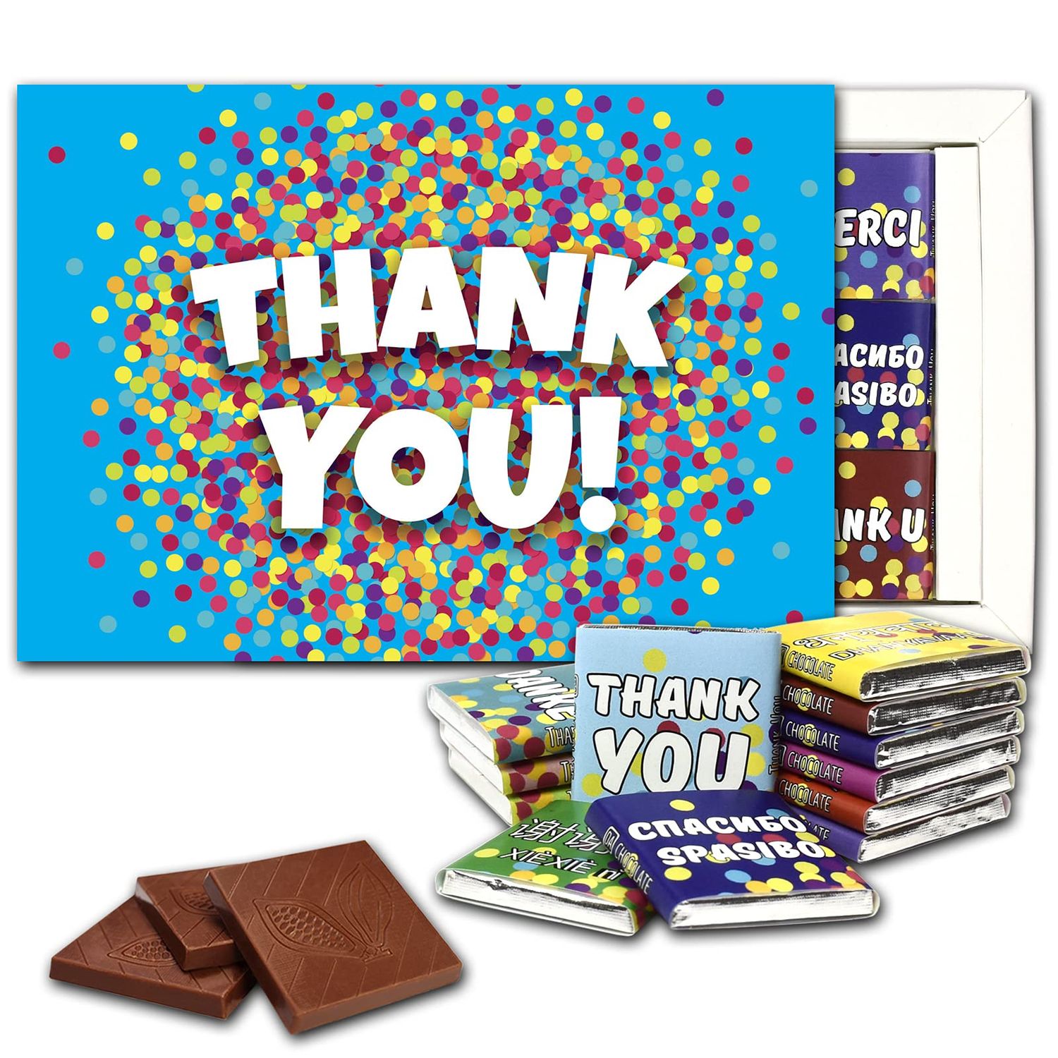 THANK YOU, Chocolate Gift Set - 1 box, 5 x 7.5 inches - Blue ThankU
