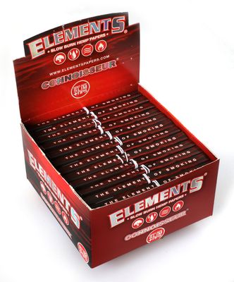 1 box - Elements Red Connoisseur King Size Slim Slow Burning Rolling paper tips