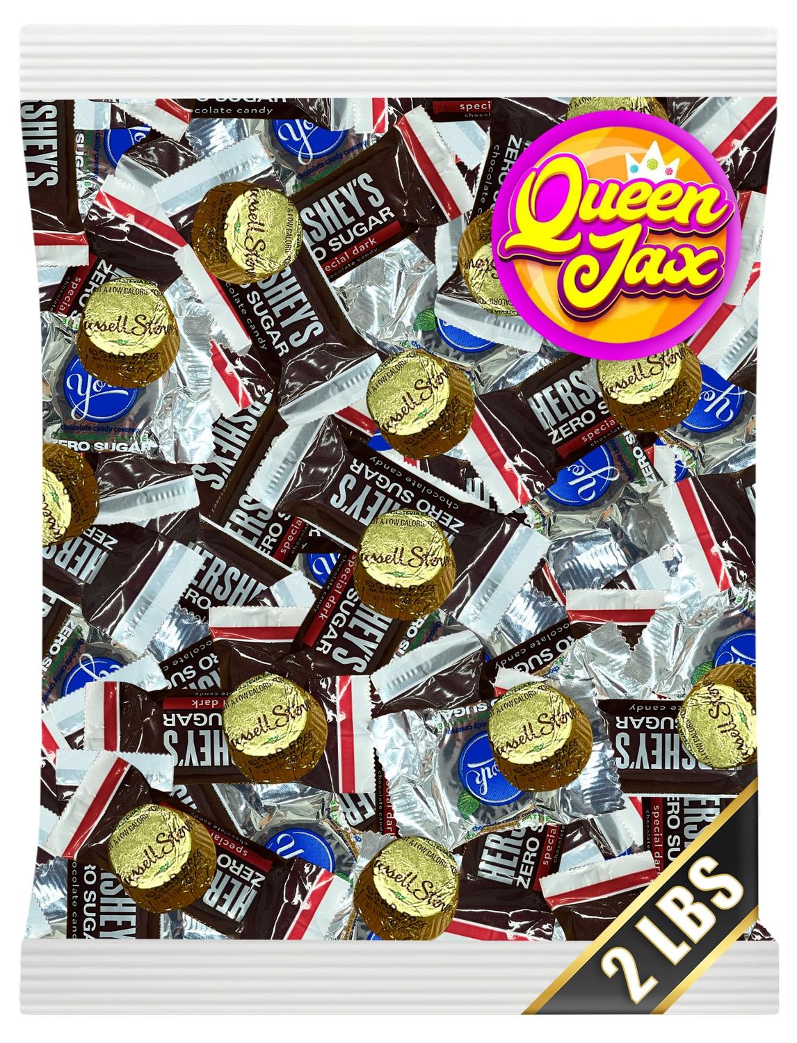 Zero Sugar Chocolate Assorted - Bulk Candy - 2 Pound Bag - Sugar Free - Miniature Cups - Peppermint Patties - Special Dark