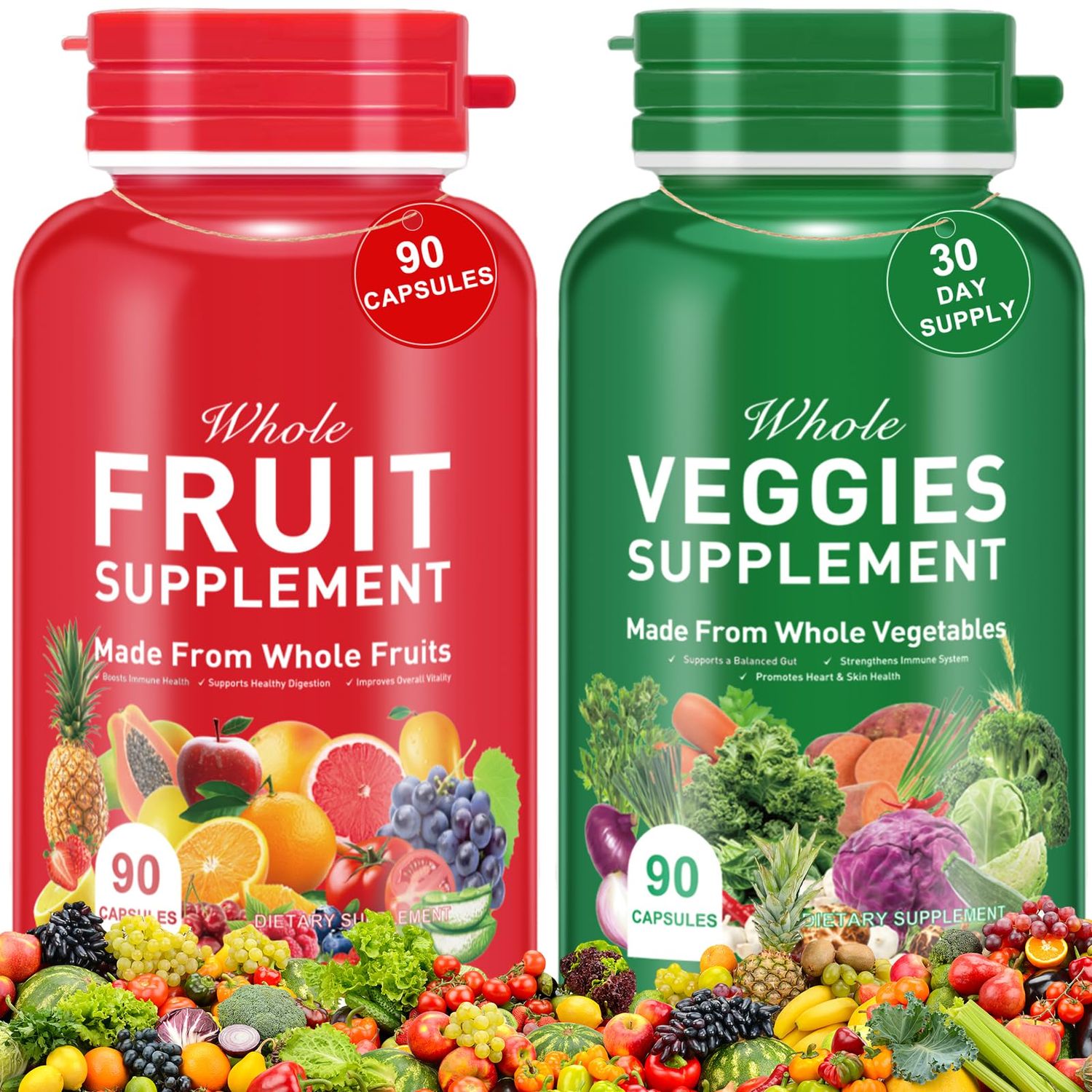 Daiasns Fruits and Vegetables Supplements,Fruit and Veggies Supplement -90 Fruit 90 Vegetables High Fiber Supplement for Immunity, Gut Energy, Superfood Formula, Vegan