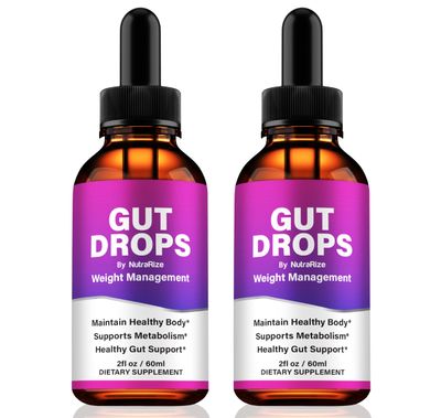 NutraRize 2 Pack Gut Drops, Premium GutDrops Dropper, All-Natural Liquid Formula to Maintain Healthy Body, Energy and Overall Well-Being, Official Gut Drops Gotas, Review 60 Servings