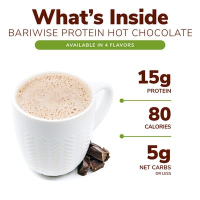 BariWise Protein Hot Chocolate, Hot Cocoa, Low Sugar, Low Carb, Keto Friendly Gluten Free 7ct
