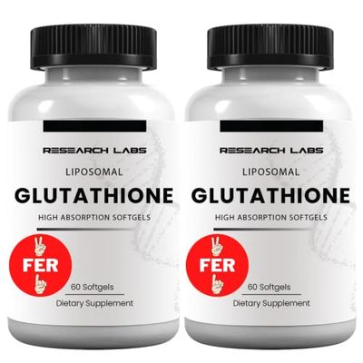 Research Labs Liposomal Glutathione Supplement wGluta-IV , 100x Enhanced Absorption Over Powder Glutathione. 2 Fer 1 Ad, 120 Total Liposomal Softgels