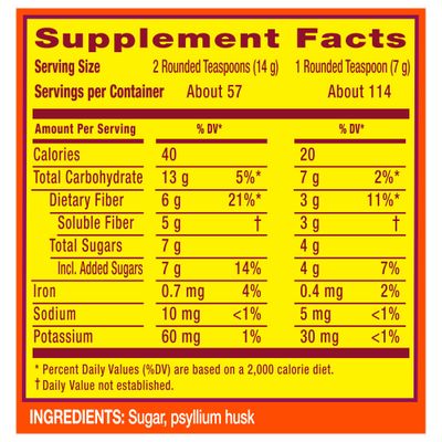 Metamucil, Daily Psyllium Husk Powder Supplement with Real Sugar, 4-in-1 Fiber for Digestive Health, Orange Smooth Flavored Drink, 114 Servings