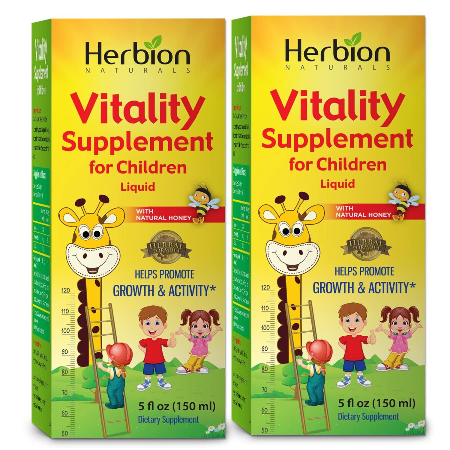 Herbion Naturals Vitality Supplement for Children - Promotes Growth and Appetite - Relieves Fatigue - Improves Mental and Physical Performance - 5 fl oz, For Kids 1 Year and Above, Pack of 2