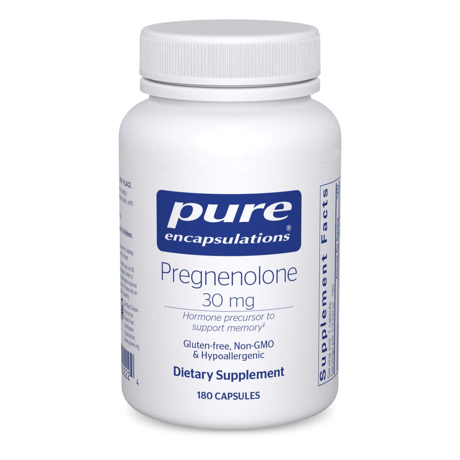 Pure Encapsulations Pregnenolone - 30 mg - Hormone Support - Memory Support Brain Supplement - Gluten Free Vegan - 180 Capsules