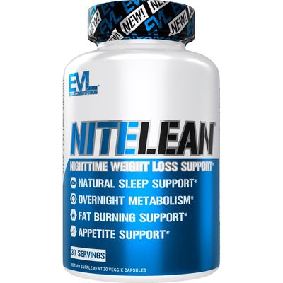 Evlution EVL Night Time Fat Burner Appetite Suppressant for Weight Loss Diet Pills - Natural Rest Aid, Metabolism Booster for Women Men - NiteLean Weight Loss Supplements 30 Servings