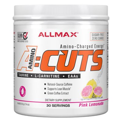 ALLMAX Nutrition AMINOCUTS ACUTS, Amino-Charged Energy Drink with Taurine, L-Carnitine, Green Coffee Bean Extract, Pink Lemonade, 30 Servings