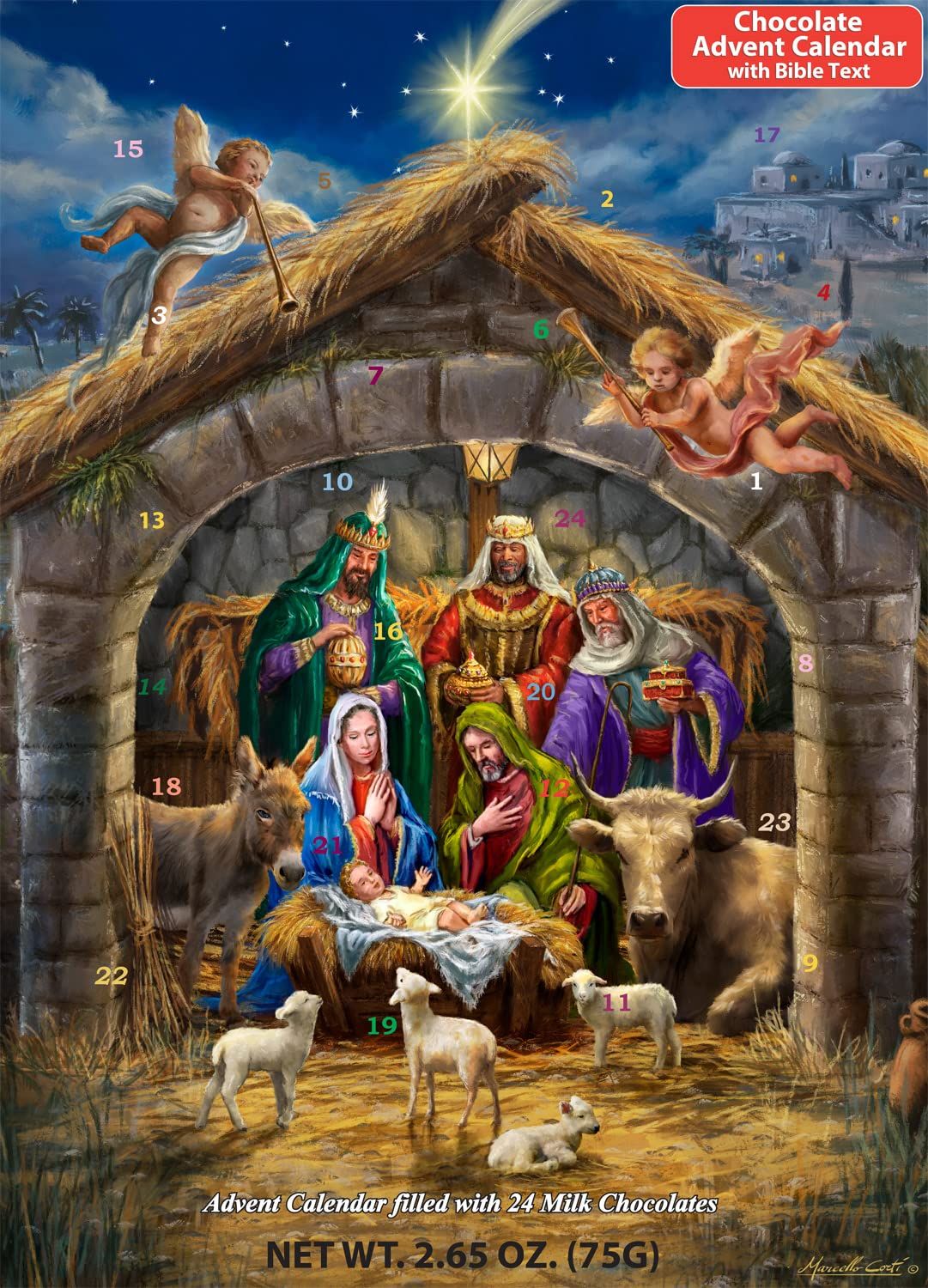 Vermont Christmas Company In the Manger Chocolate Advent Calendar with Nativity Story Countdown to Christmas