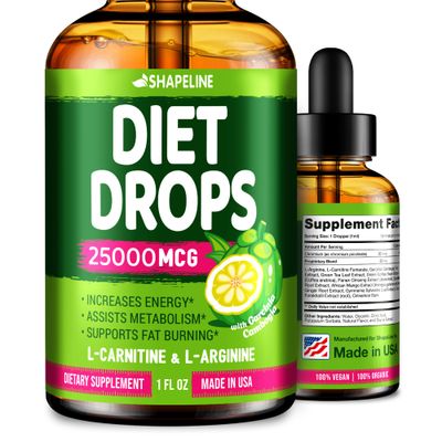 SHAPELINE Diet Drops - Appetite Suppressant for Women Men - Made in The USA - Natural Metabolism Booster - Diet Drops with Garcinia Cambogia 1 Fl Oz