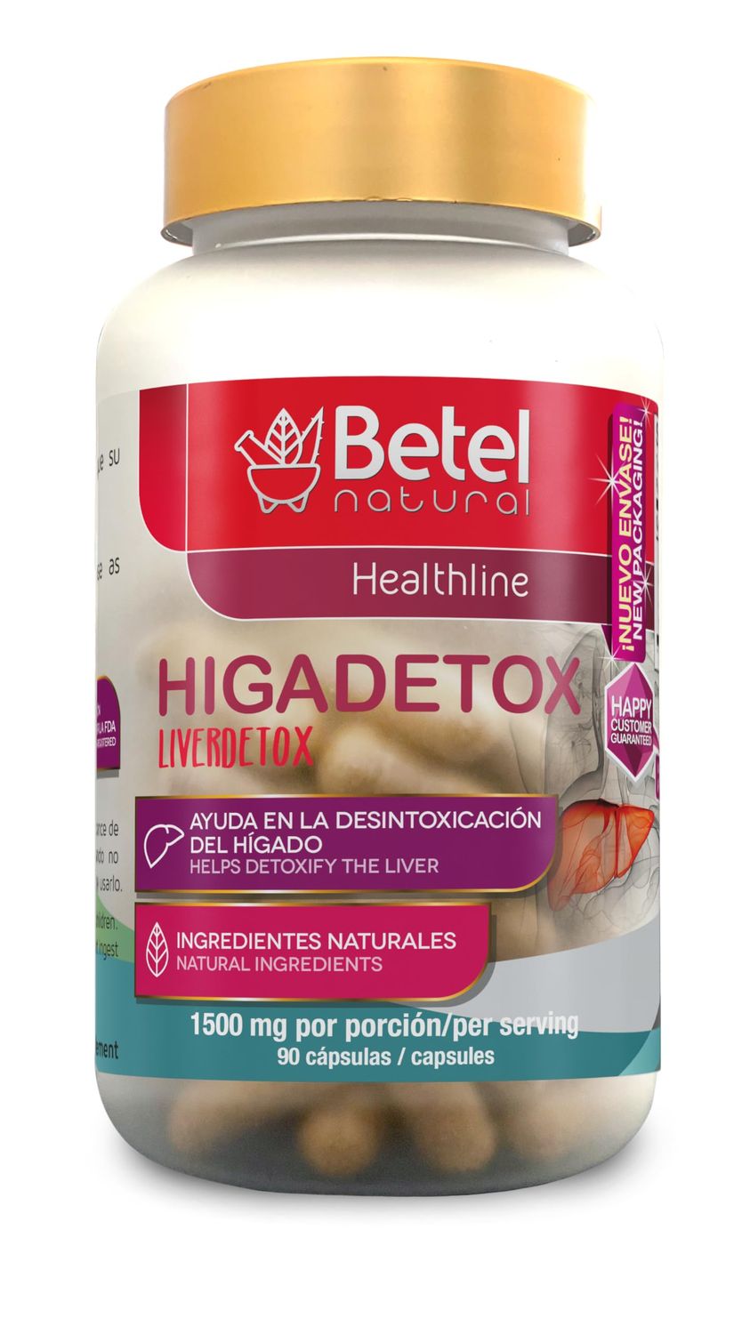 Higadetox Healthy Liver Detox Capsules By Betel Natural - Desintoxica Su Higado - 90 Capsules