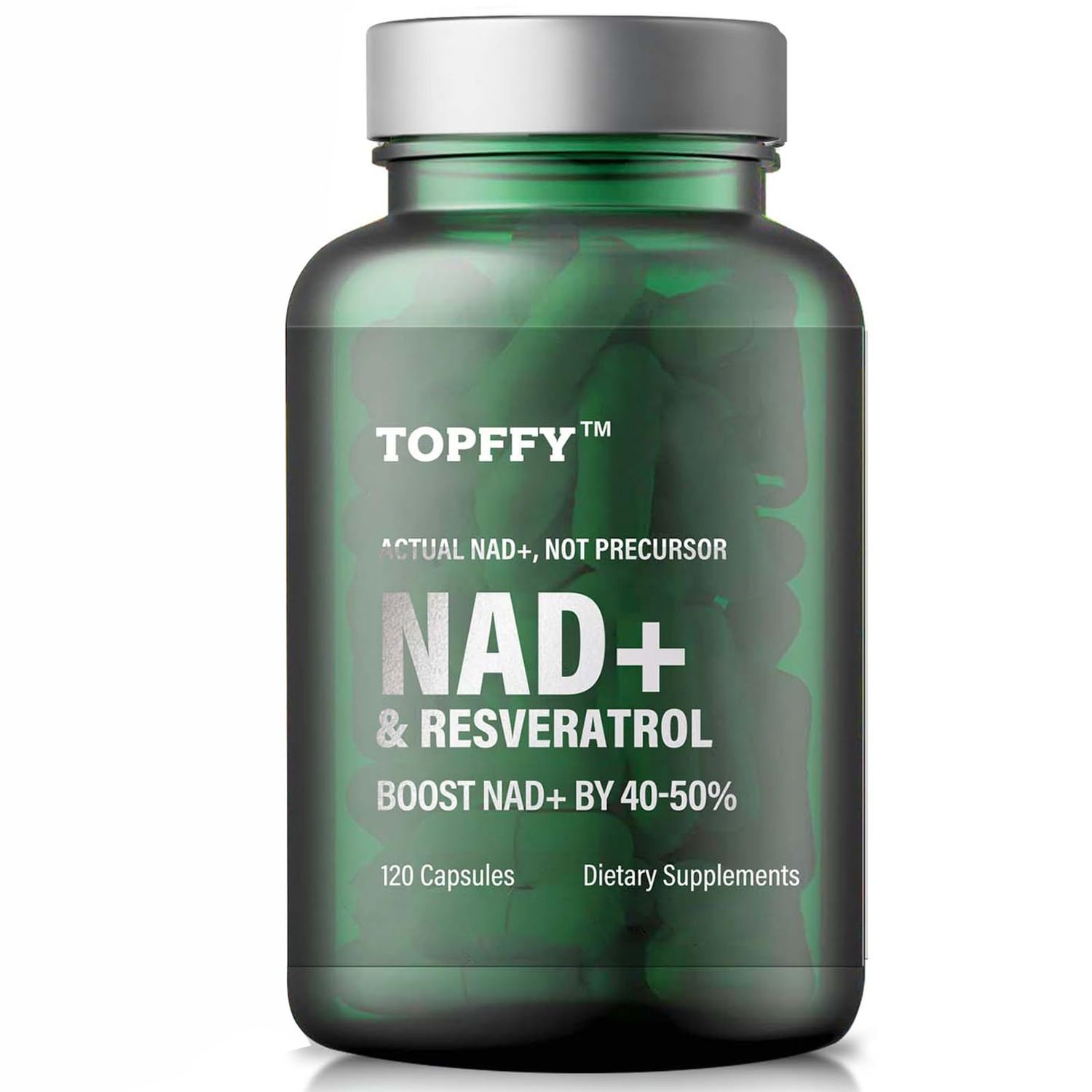 Topffy NAD Resveratrol Supplement, 120 Capsules NAD Boosting Supplement for Max Absorption for Support Cellular Energy Aging Defense