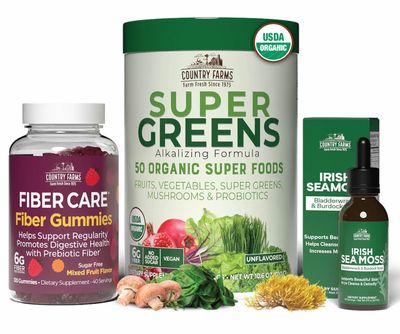 COUNTRY FARMS Super Greens Natural Fiber Gummies, with Bonus Sea Moss Tincture, Natural Energy Support, Digestive Health, Supports Regularity, Bundle Pack